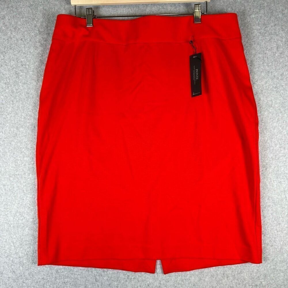 Lane Bryant Womens Plus Size 18 Mini Pencil Skirt Red Back Zipper Slit NWT